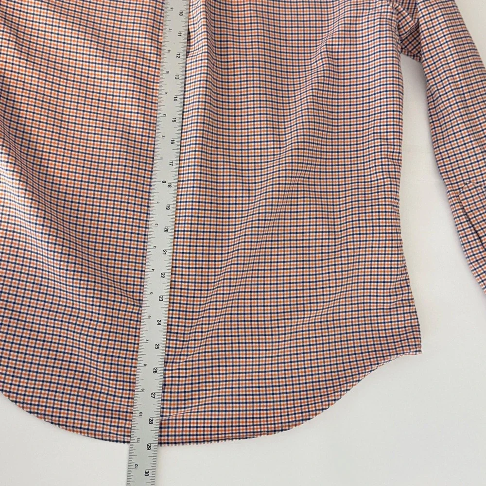 Ralph Lauren Mens Button Down‎ Shirt Orange Blue Plaid Embroidered Pony Size M